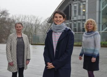 L-R: Dr Liz Dinnie, PhD student Josephine Heger and Prof Flora Douglas