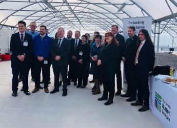 Delegates of the Scottish Affairs Select Committee meeting at Hutton Dundee site