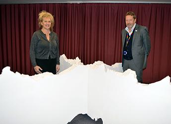 Scottish artist Annie Cattrell with Professor Colin Campbell, Chief Executive of