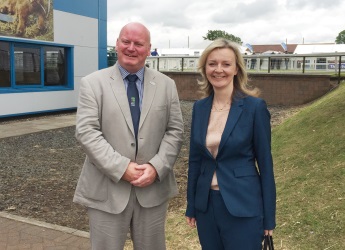 Professor Bob Ferrier, James Hutton Institute, and UK Environment Secretary Elizabeth Truss at the Royal Highland Show 2015