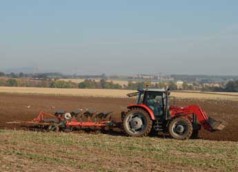 Photograph of a plough working at Balruddery Farm