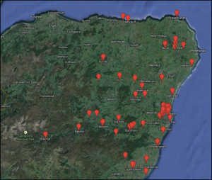 Map of community-based initiatives in north east Scotland, Credit:Simon Heslop